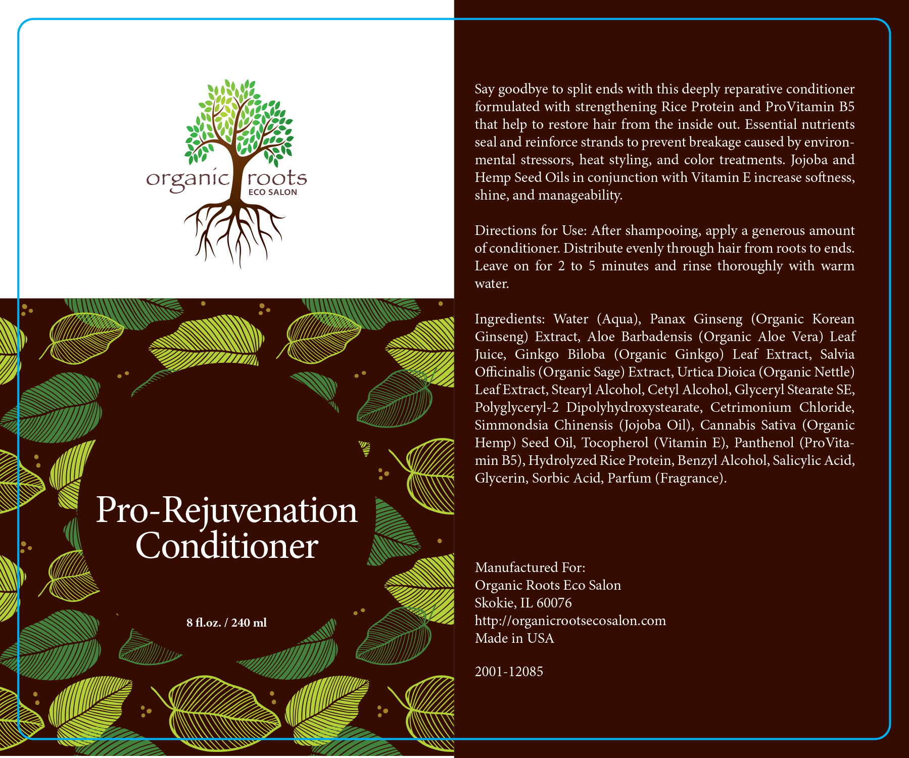 Pro-Rejuvenation Conditioner label